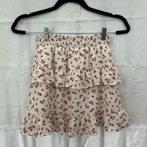 Alter’d State Floral Ruffle Skirt - Pink and White Size Small